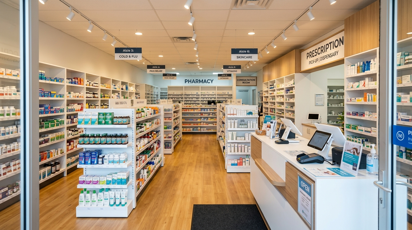 Modern pharmacy retail store